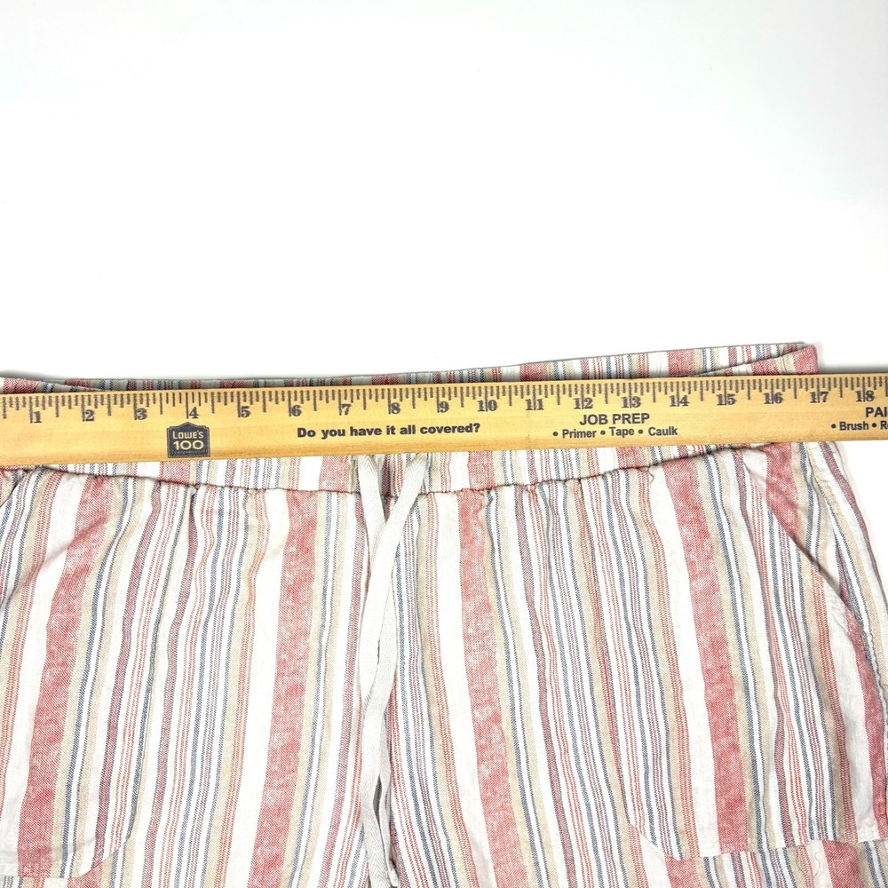 Cato Stripe Linen Blend Wide Leg Pants Womens Sz LP White Pink Pull On Drawstrng - Picture 11 of 15